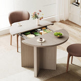 Extendable Dining Room Table for 4-6, Modern Kitchen Oval Dining Table with Large Storage, Round Expandable Kitchen