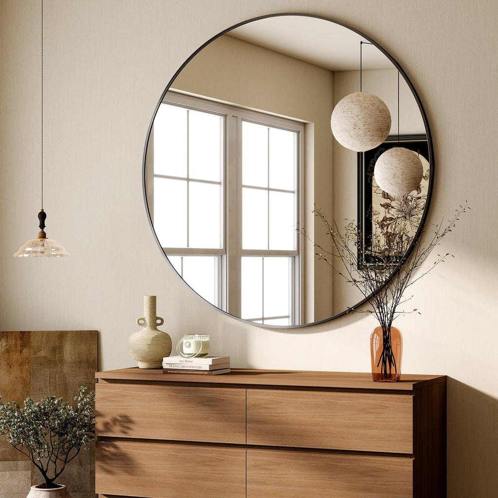 48 Inch Round Mirror Black Circle Bathroom Mirror