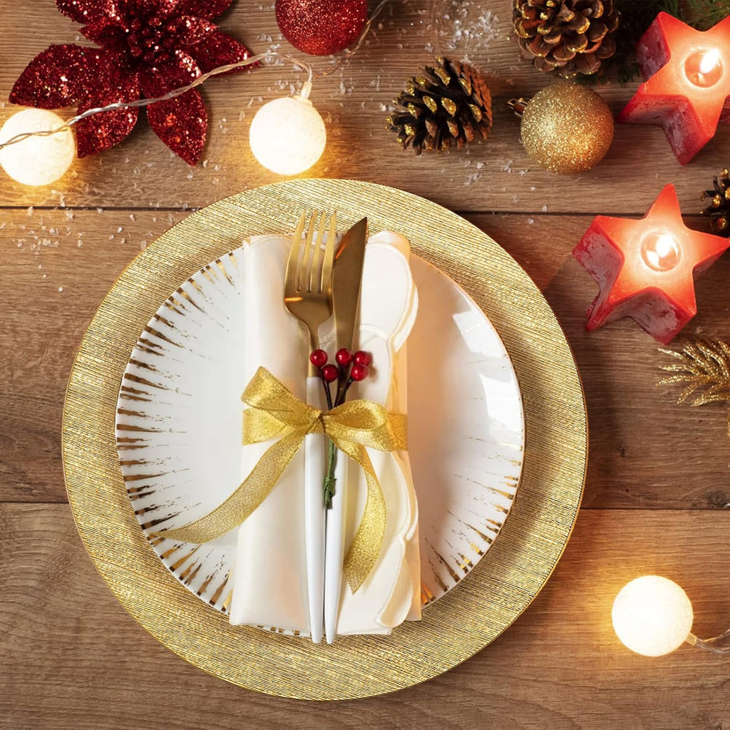 Gold Charger Plates, 13" Plastic Chargers for Dinner Plate - Set of 12