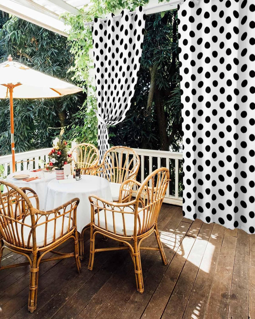 Outdoor Curtains Waterproof, Black White Privacy Screen Outdoor Front Porch Decor, Grommet Outside Curtains for