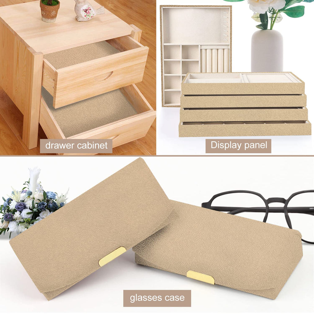 Removable Velvet Fabric Self Adhesive Felt Fabric Liner Beige Velvet Drawer Liner for Jewelry Drawer Craft Felt