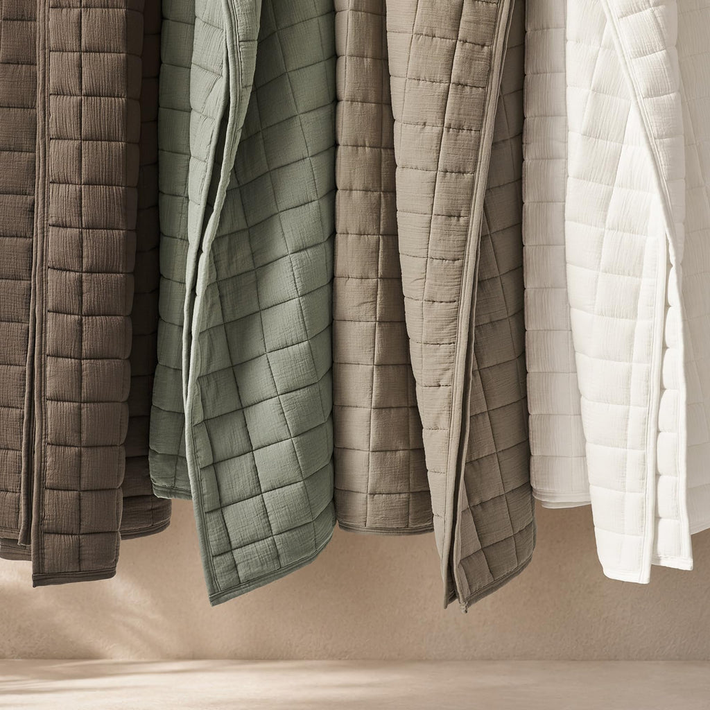 Cotton Gauze Muslin Quilt Set, Dusky Sage