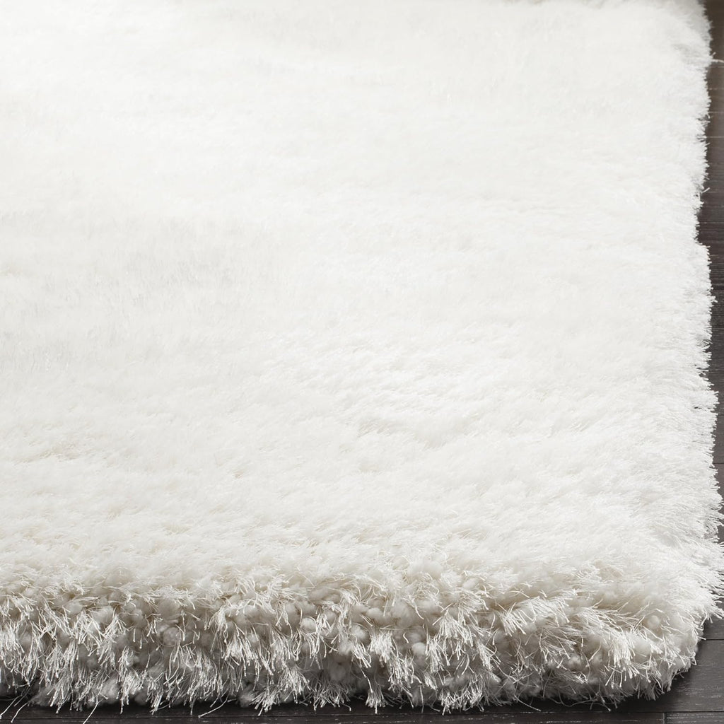 Luxe Shag Collection Area Rug - 6' Square, Ivory, Handmade Glam, 3.2-inch Thick Ideal for High Traffic Areas (SGX160A)
