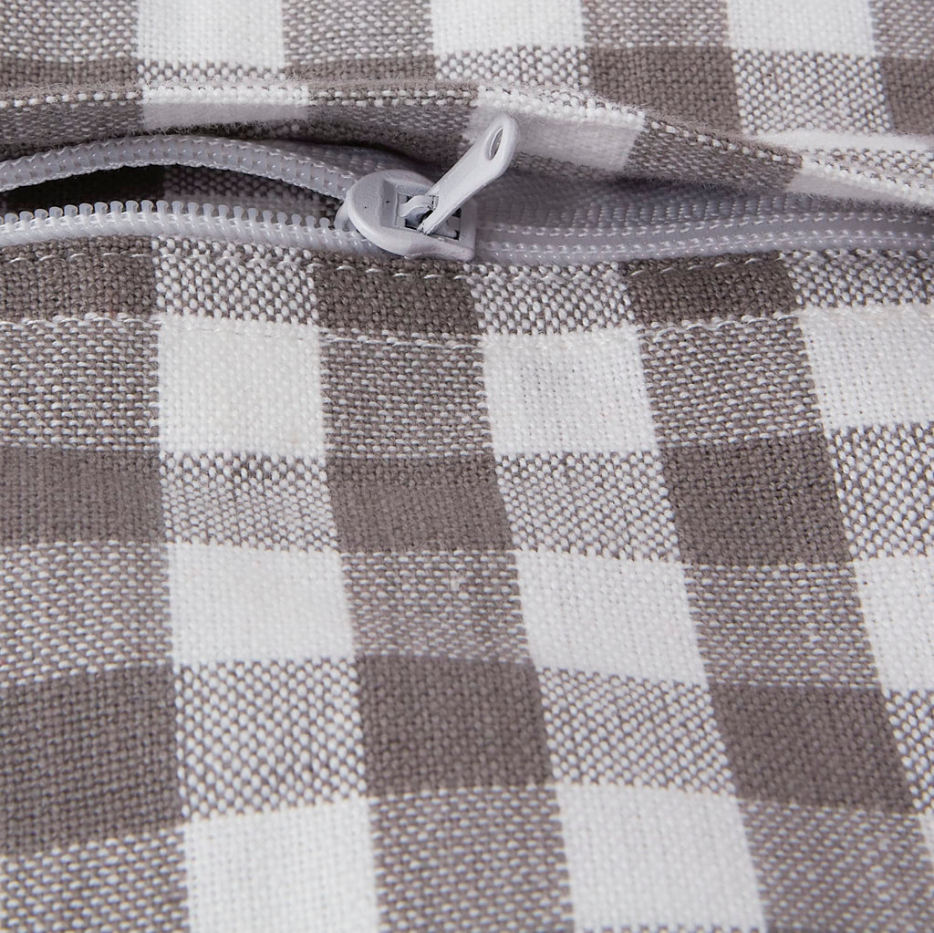 Decorative Square Throw Pillow Cover Collection Cotton, Machine Washable, Hidden Zipper, 18x18, Gray Gingham, 4 Piece