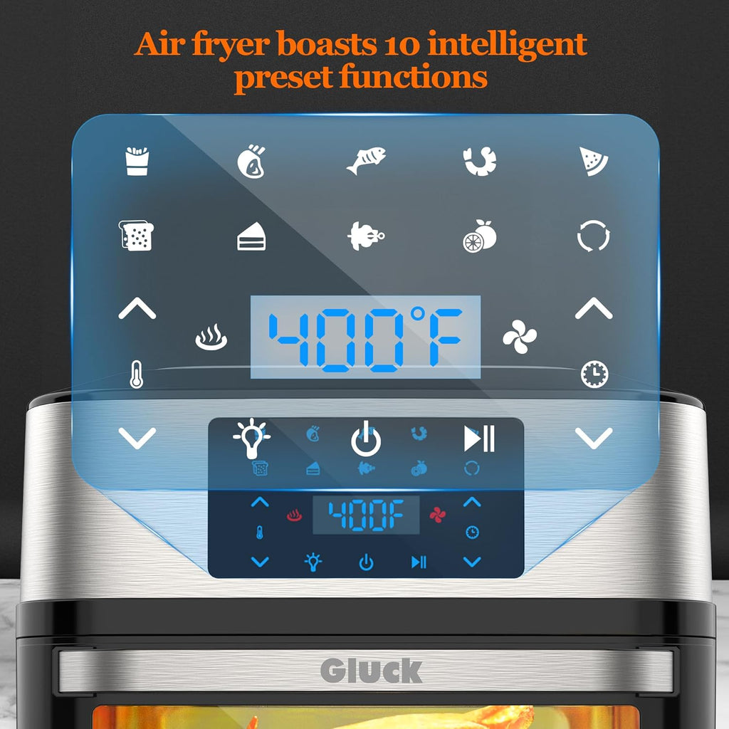 Air Fryer Oven Large 20 QT, 10-in-1 Toaster Oven Air Fryer Combo with Window for Family, Airfryer Oven with Rotisserie