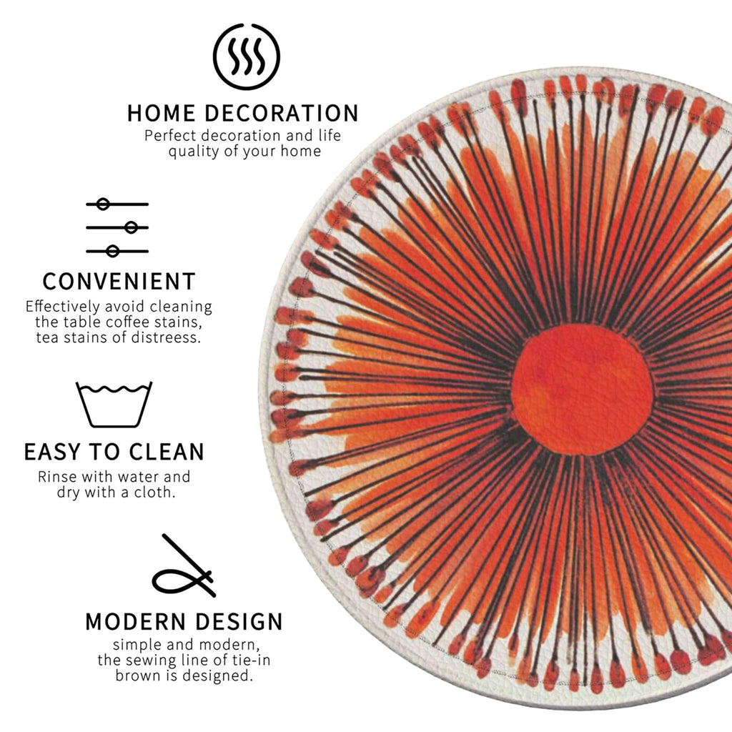 Mid Century Coasters Leather Round Drink Coasters 6 Pcs Set with Holderor for Cup Drink Coffee Table Bar Home Decor