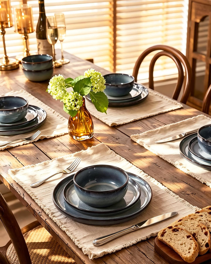 Milkyway 18-Piece Stoneware Dinnerware Set, Dusty Blue