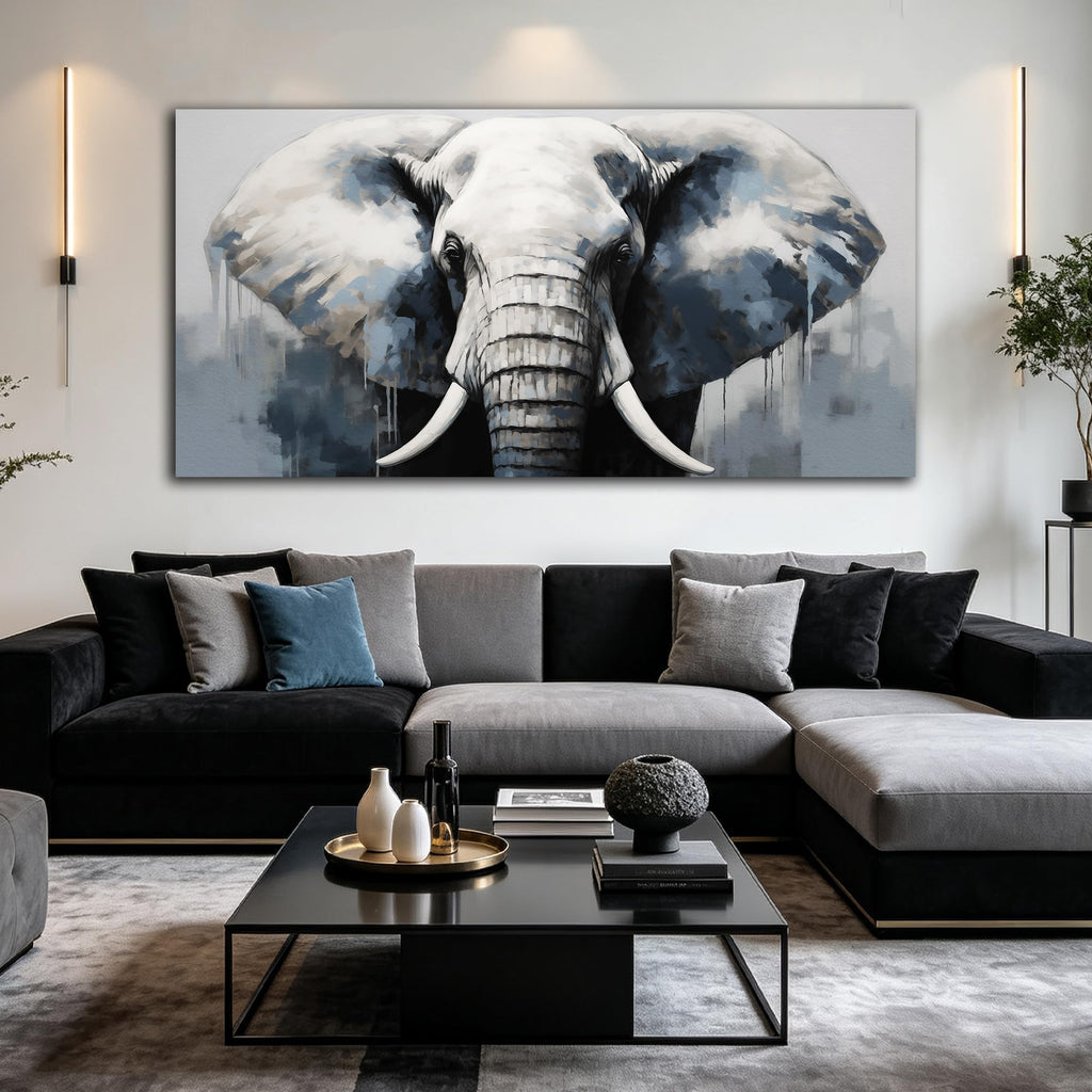 Large Elephant Head Canvas Print Wall Art