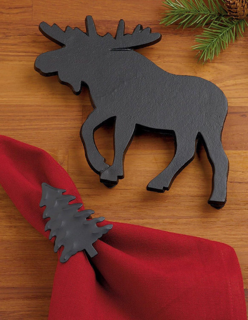 Moose Black Cast Iron Trivet, 8 x 8 Inch