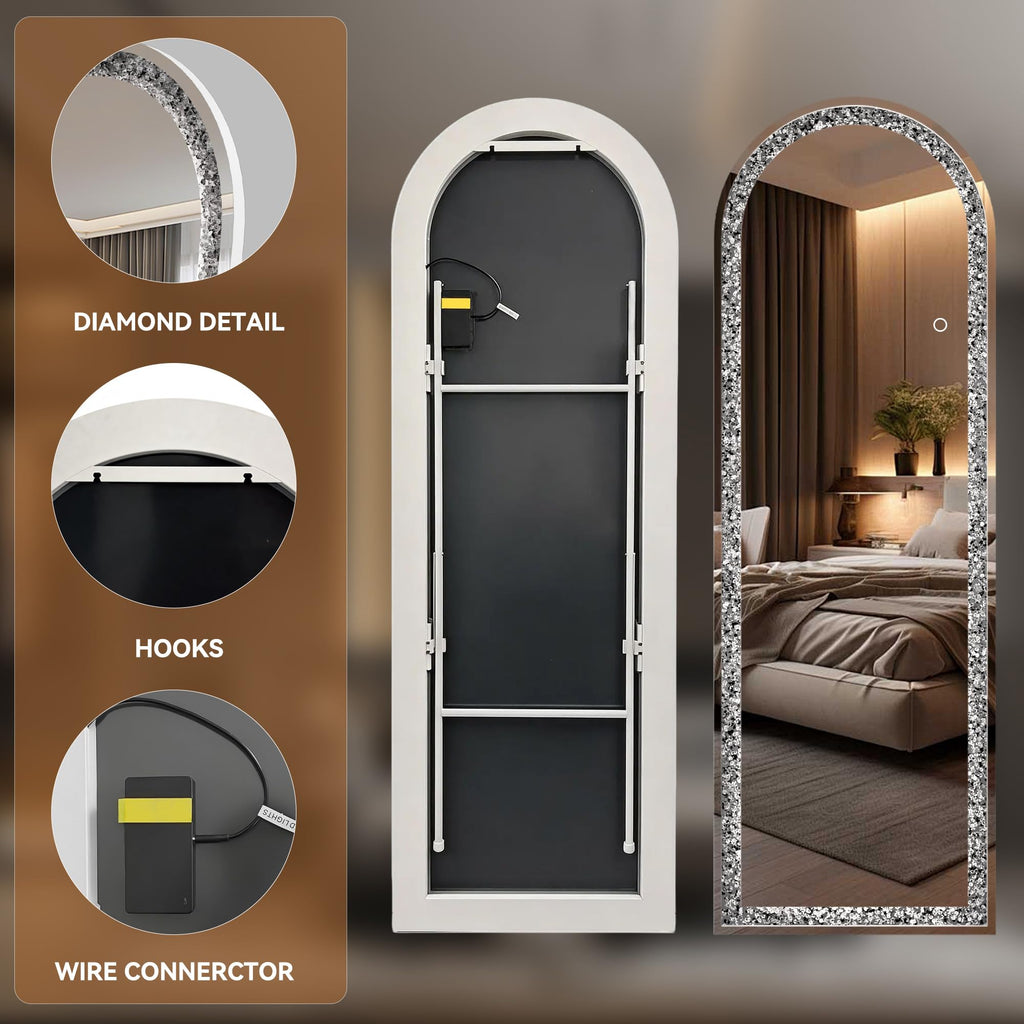 71"×24" Arched LED Full Length Mirror, Diamond Frame