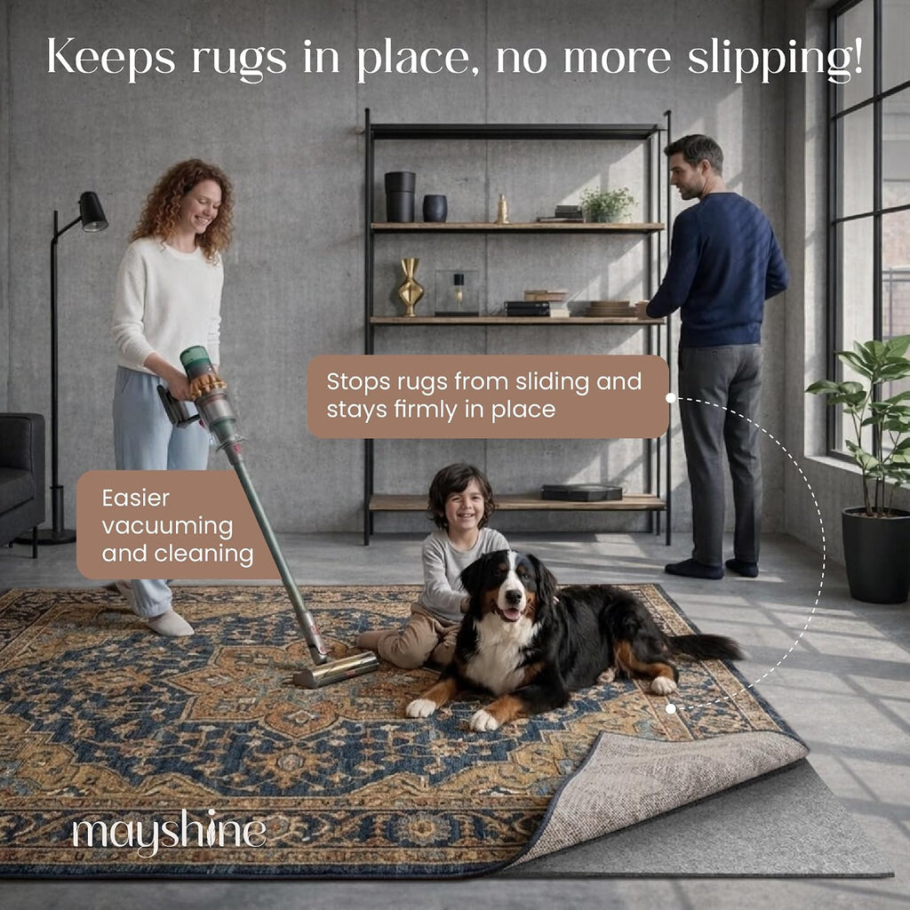 Non Slip Rug Pad 5x7 Feet, 4/25" Thick Felt Cushioned Rubber Rug Gripper Pad for Hardwood, Laminate, Stone, Tile - Set of 35