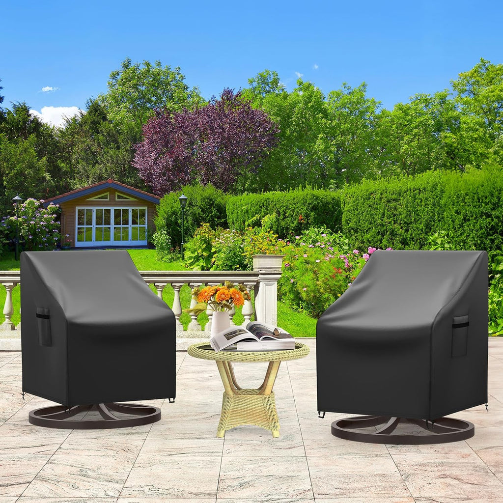 Patio Chair Covers, 2 Pack Outdoor Swivel Lounge Chair Cover, Heavy Duty Patio Rocking Chair Covers, Patio Furniture