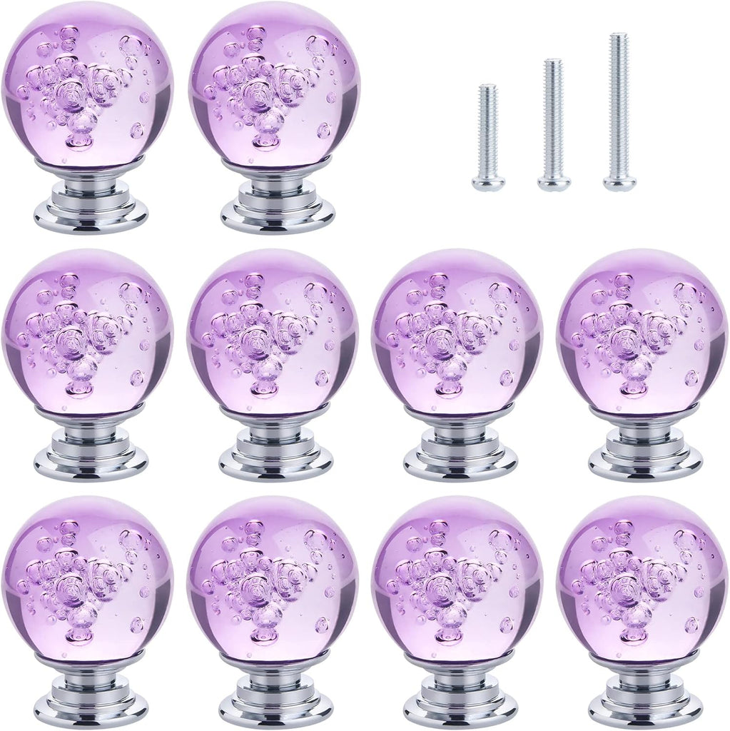 10 PCS Crystal Cabinet Knobs Round Glass Bubbles Dresser Knobs Smooth Drawer Knobs Handle for Home, Cabinet, Drawer and