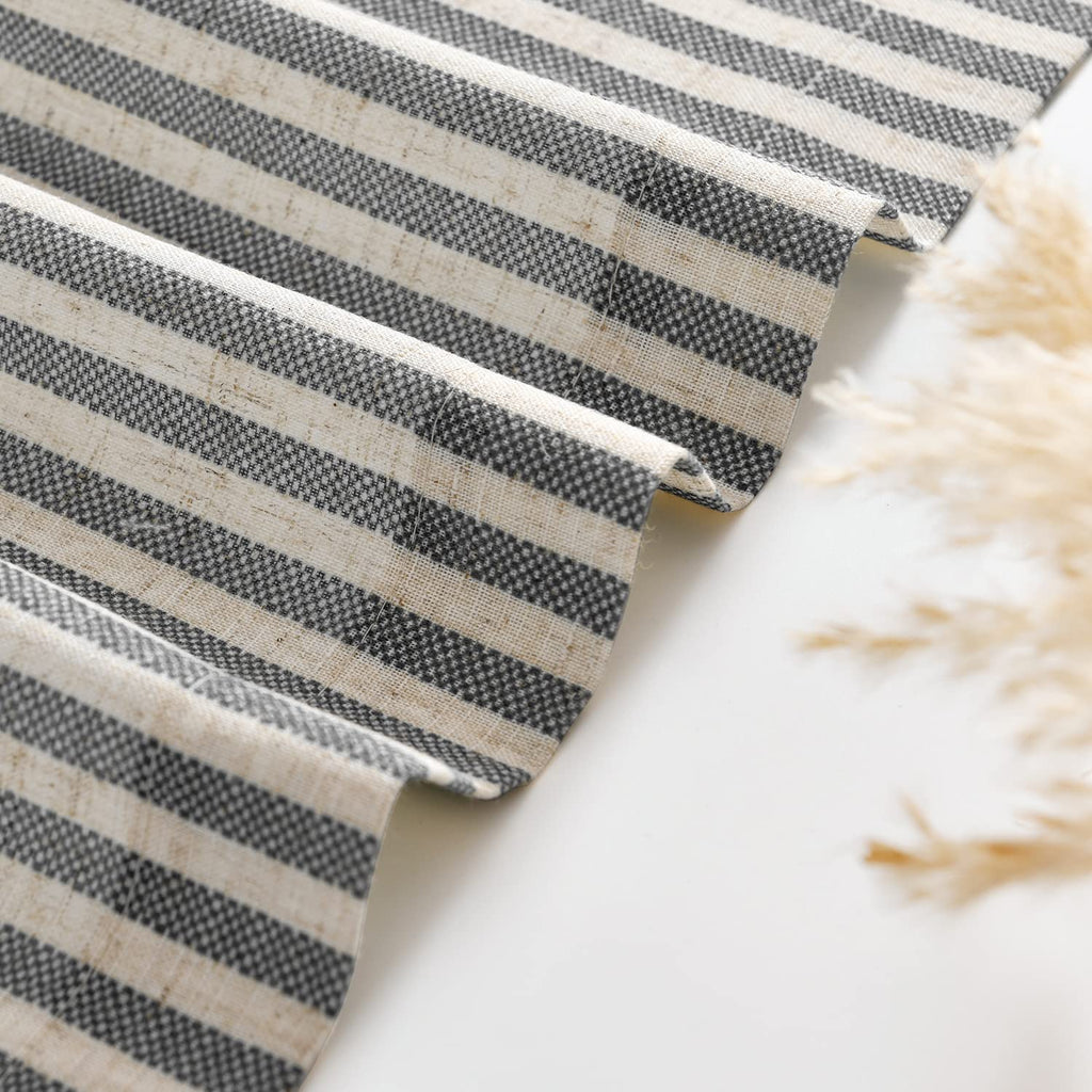 Linen Valance Stripe Farmhouse Black 50W X 16L 1 Panel