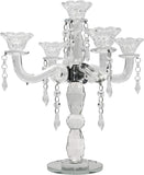 Crystal Candle Holder 5-Arm Taper Candlestick Crystal Candelabra - Centerpieceval