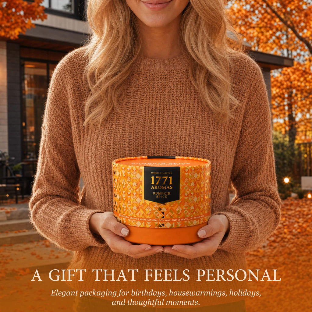 Pumpkin Spice Scented Candle - Aromatherapy Fall Candles - 100% Natural Soy Wax - Large 3 Wick Jar - Up to 40 Hours