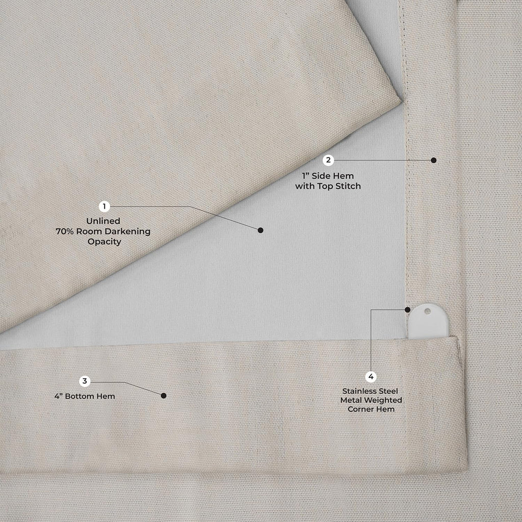 Faux Linen Extra Wide Curtains (1 Panel) - 100W X 96L, Birch Taupe