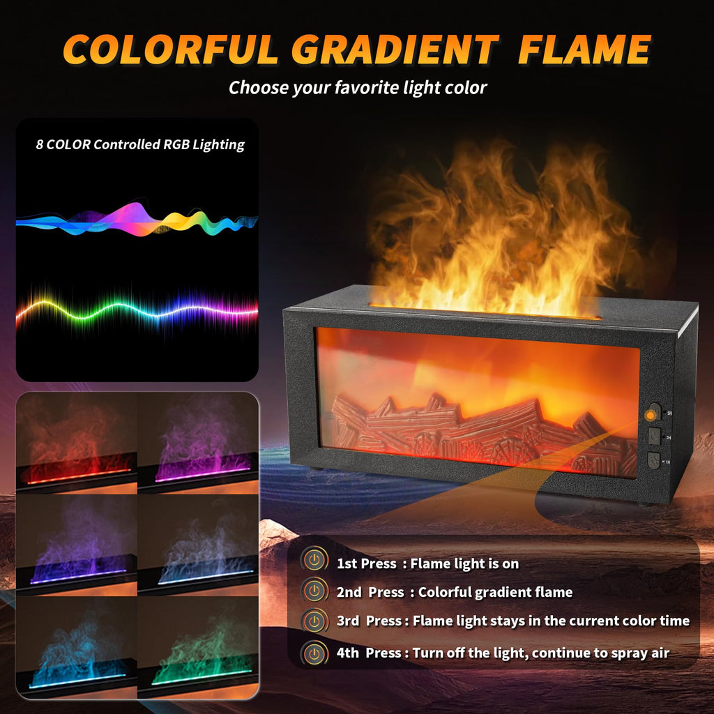 Fireplace Essential Oil Aroma Diffuser, Flame Aromatherapy Humidifier