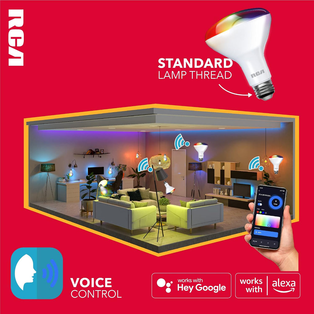 Smart WiFi LED Light Bulb, BR30 Flood Light, Color Changing, Alexa & Google