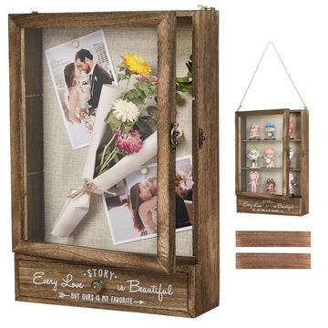 11x16 Wedding Shadow Box Display Case, Bridal Shower Gifts, Brown