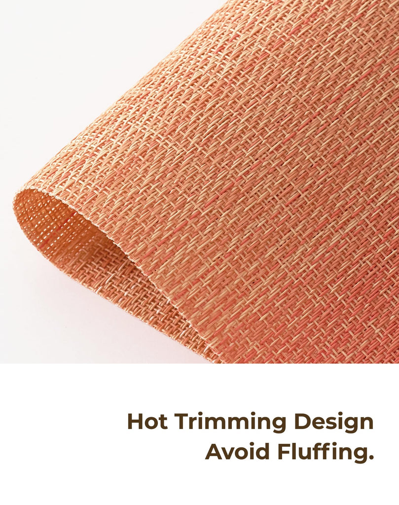 Woven Vinyl Fall Placemats Set of 12, Gradient Burnt Orange