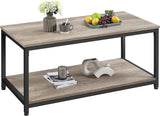 39.5" 2-Tier Coffee Table with Storage Shelve, Industrial Gray Coffee Table, Easy Assembly
