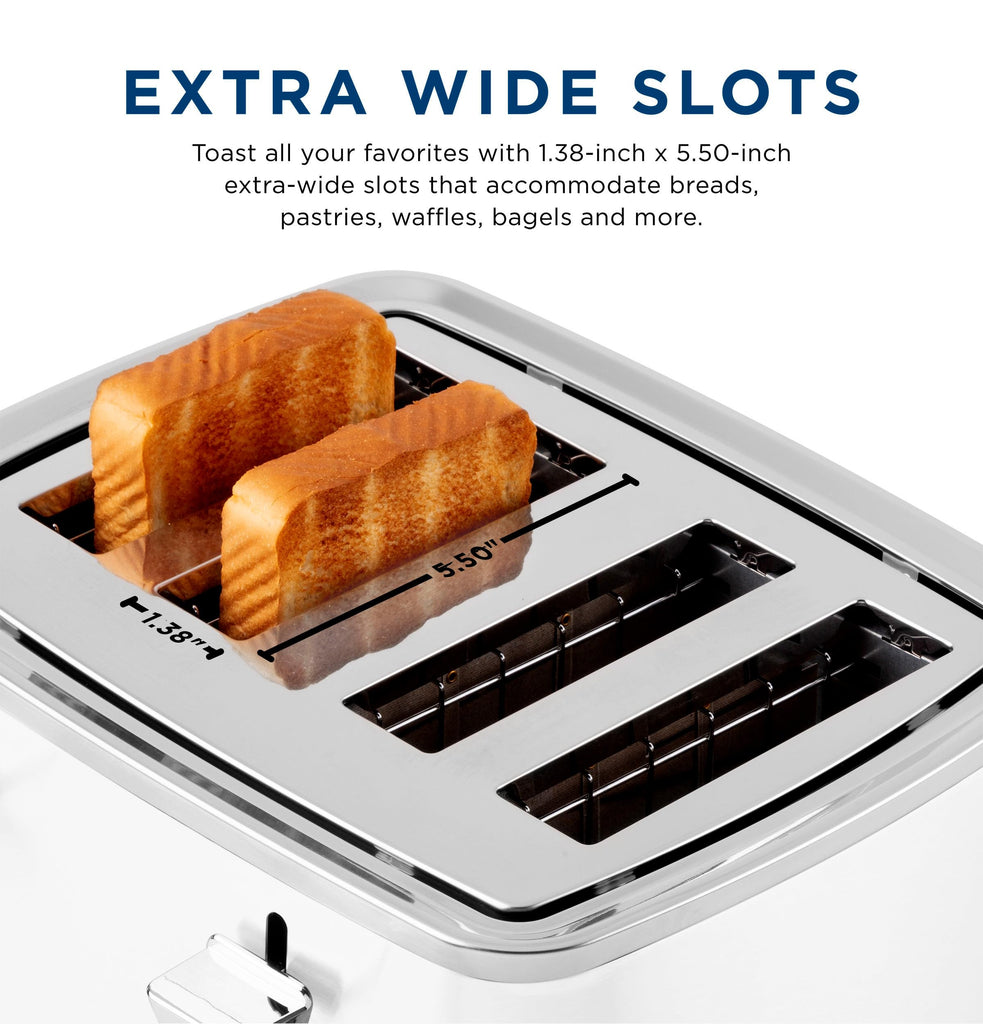 GE 4 Slice Toaster | Extra Wide Slots for Bagels, Breads, Waffles & More | 7 Shade Options | Countertop Kitchen