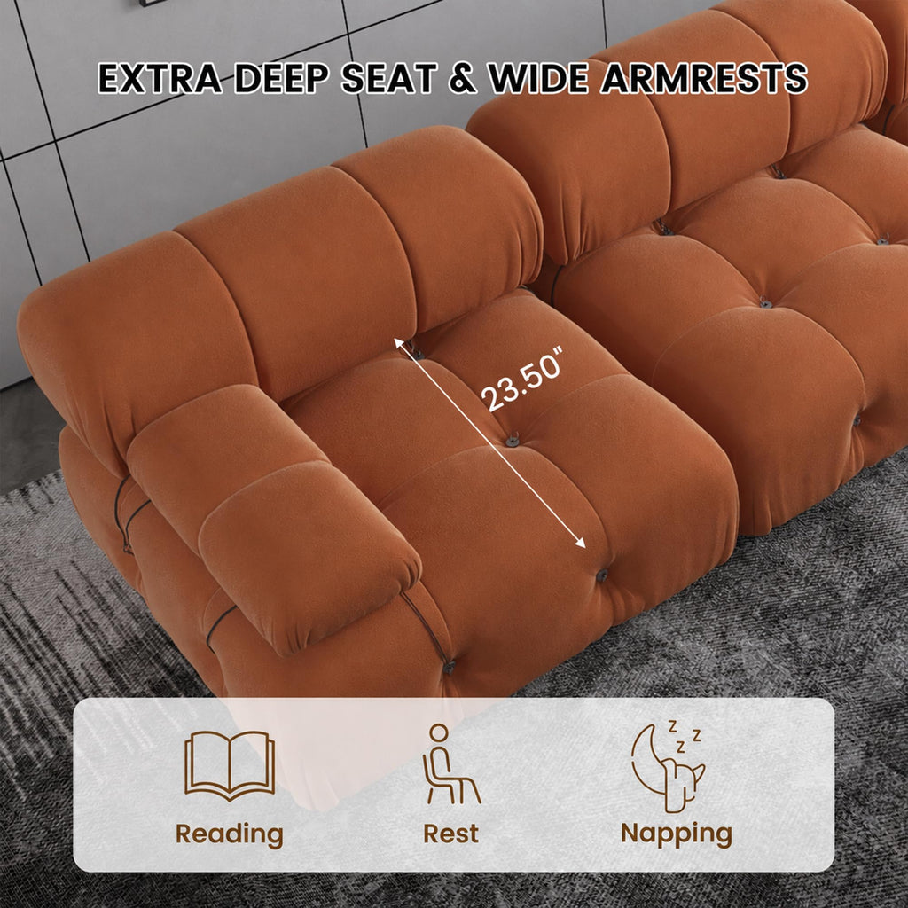 Modern Velvet Sectional Sofa, L Shape Minimalist Modular Sofa, Convertible Couches