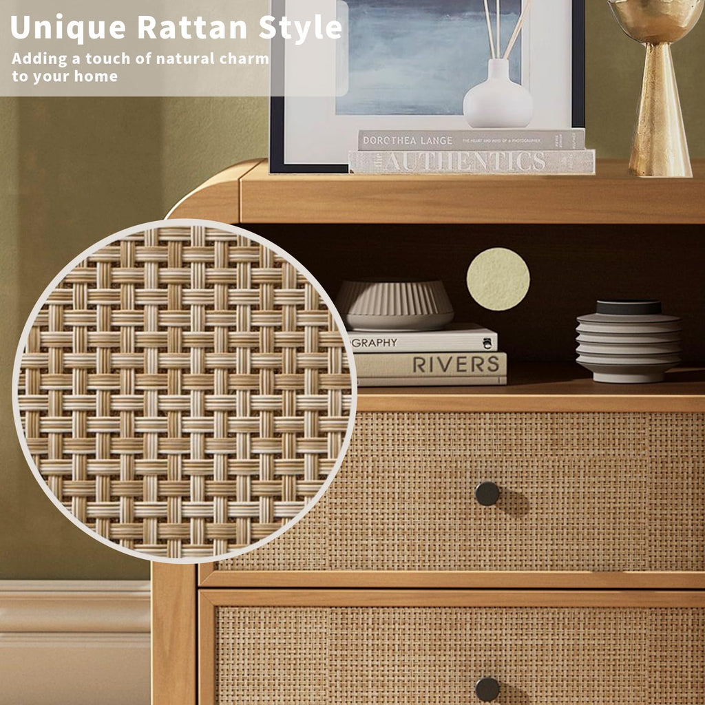 2 Drawer Tall Dresser, 23.6'' Rattan