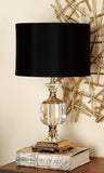 Deco 79 Crystal Room Table Lamp Accent Lamp with Gold Accents, Lamp 14" x 14" x 24", Black