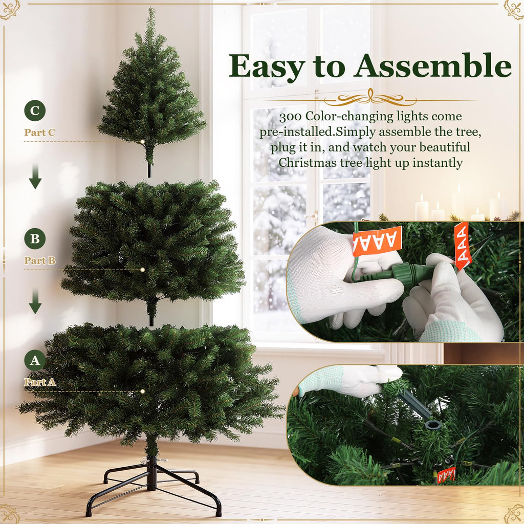 6 ft Pre-Lit Christmas Tree w/Twinkle Multicolor Lights, Remote Control