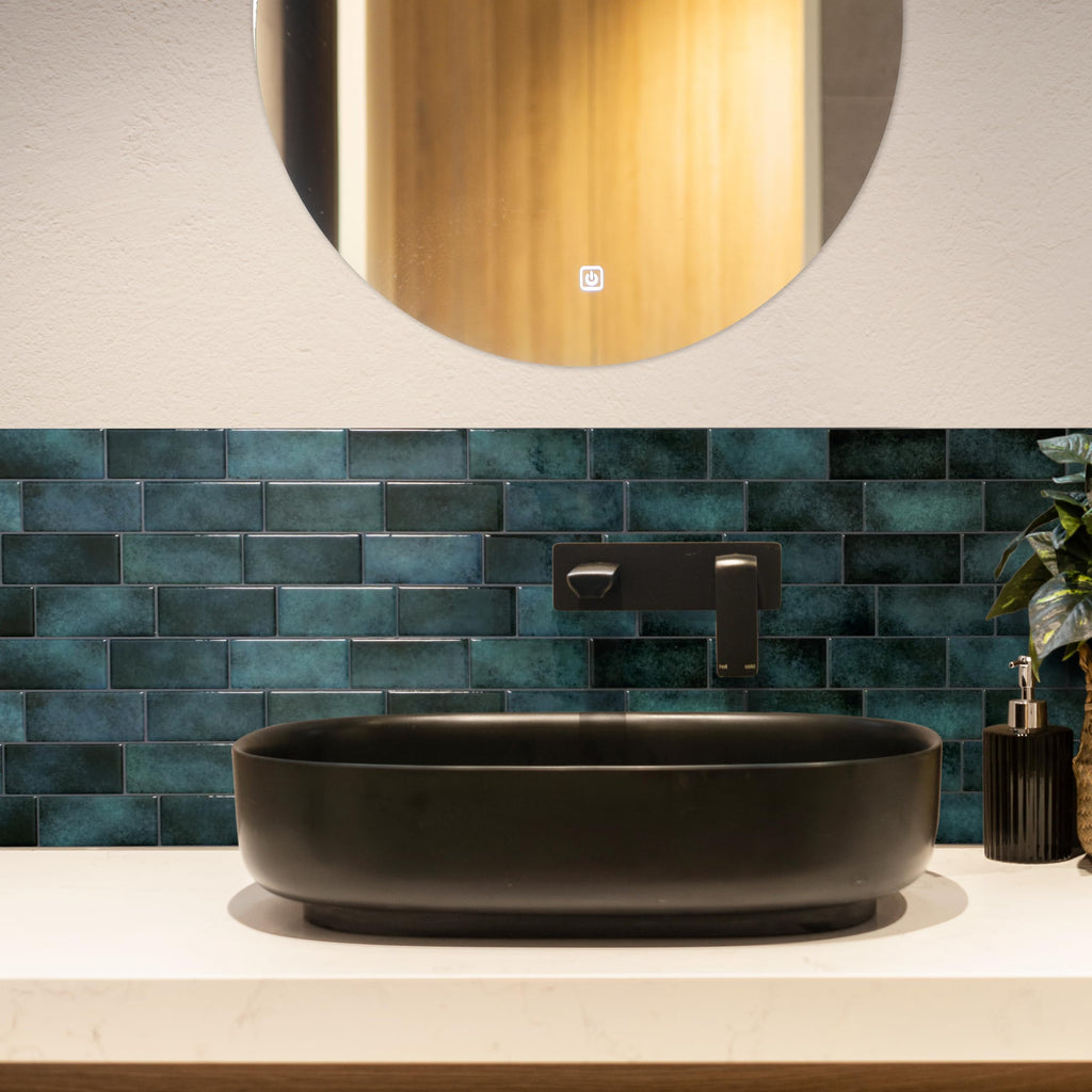 Peel and Stick backsplash, Subway Teal Green, 11.55"x8.38"