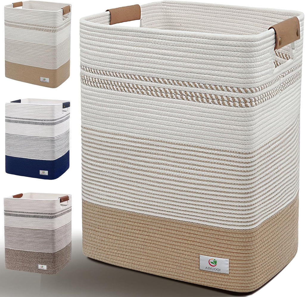 Large Laundry Hamper Basket, 85L Cotton Rope Woven Storage Bin for Blankets, Dirty Clothes Toys, Decorative Tall