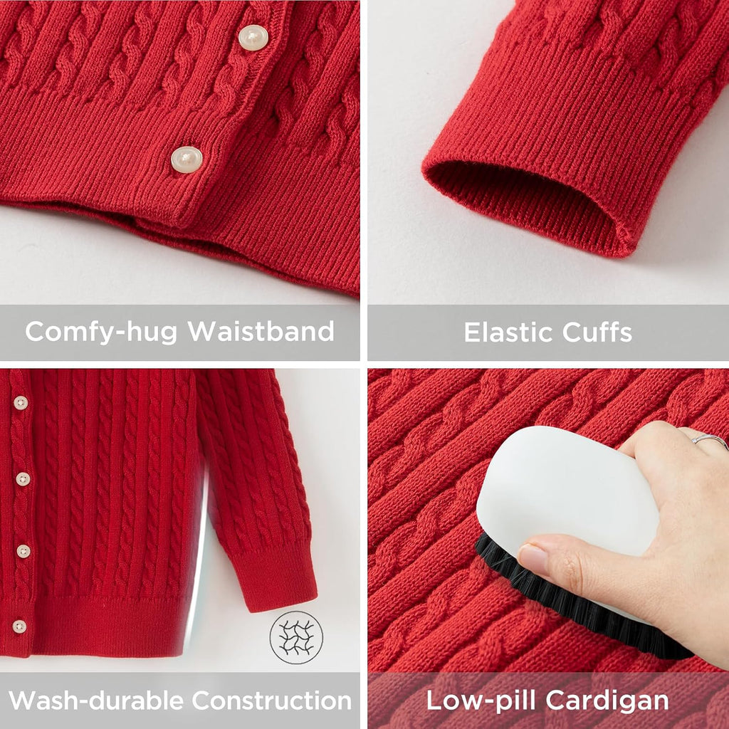 Toddler Girl Cardigan Sweater Cable Knit Cotton Button Up Jacket