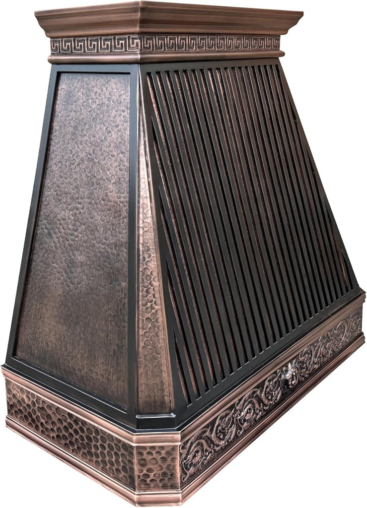 42 Inch Copper Wall Mount Range Hood 1150 CFM LED Lights Dishwasher-Safe Baffle Filters