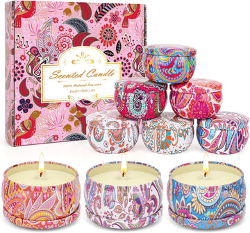 Scented Candles Gifts Set for Women, 9 Pack Aromatherapy Candles Pack Soy Wax Include Lavender, Jasmine and Vanilla - Set of 9