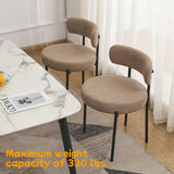 Upholstered Dining Chairs Set of 6, Mid-Century Modern Boucle Dining Chairs with Curved Backrest and Black Legs for Kitchen or Dining Room
