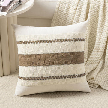 Set of 1 Boho Light Brown Euro Decorative Throw Pillow Cover 26x26 Inch for Couch Bed Bedroom, Aesthetic Modern