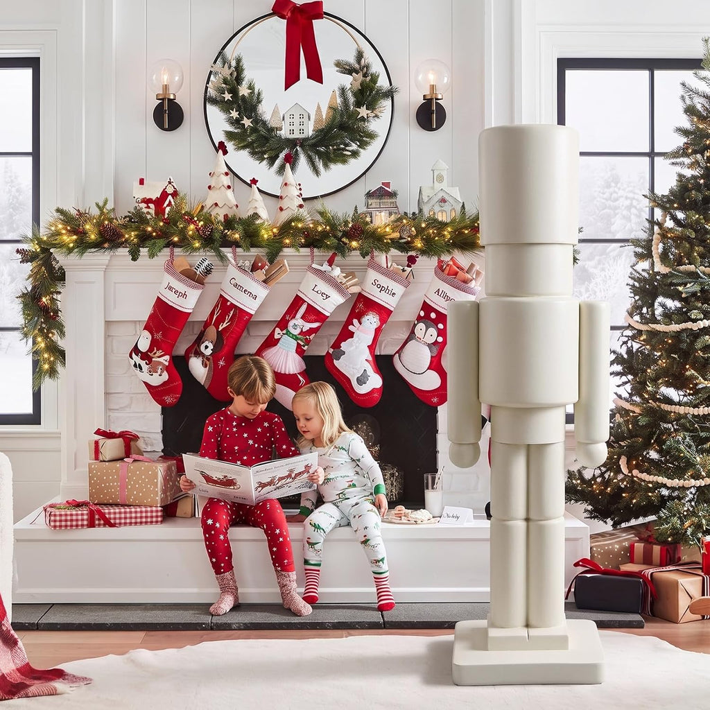 3 ft Tall Christmas Nutcracker Life Size White Resin Soldier Statue