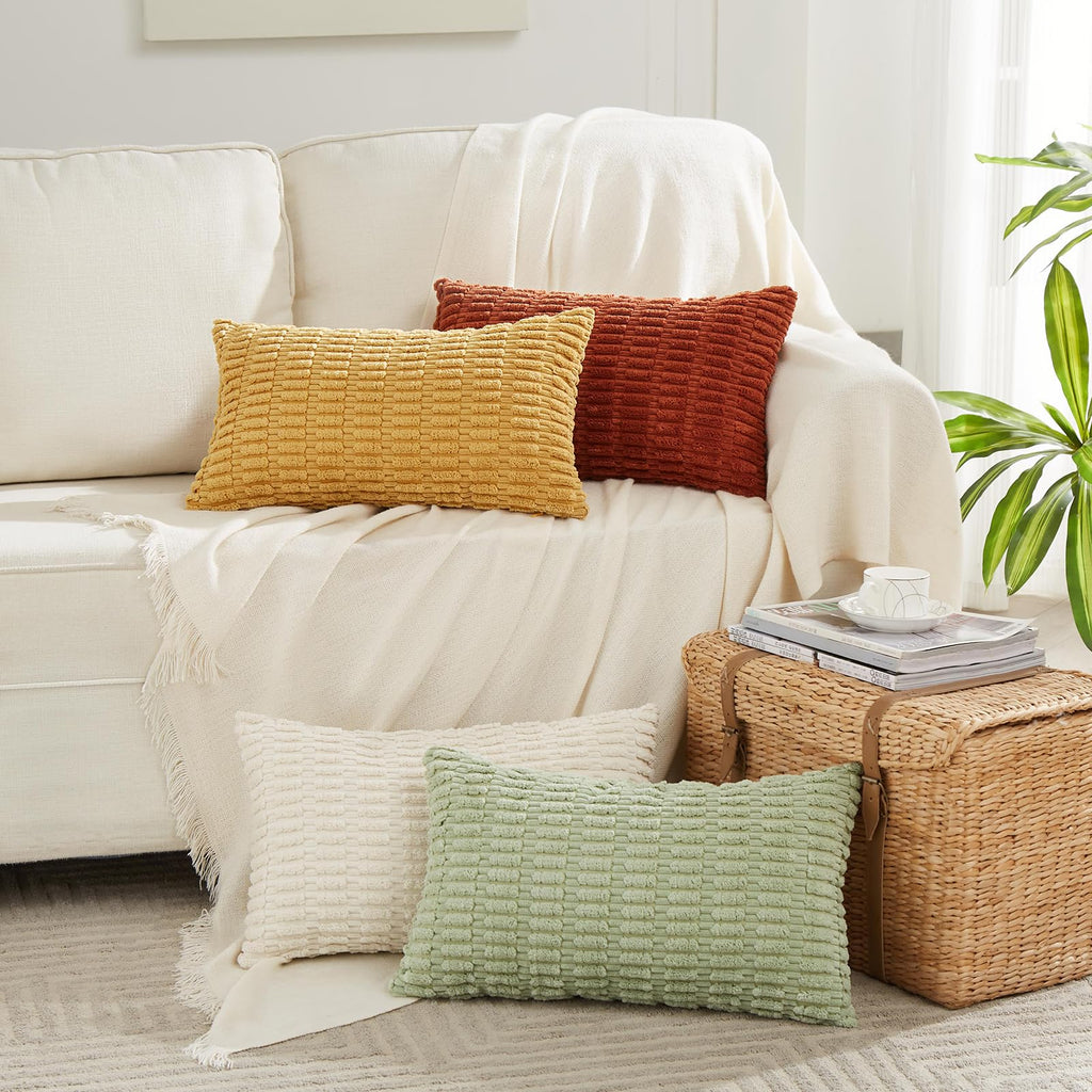 4 Packs Decorative Throw Pillow Covers Couch Bed, Modern Farmhouse Boho Home Décor Accent Cushion Case, 24" x 12"