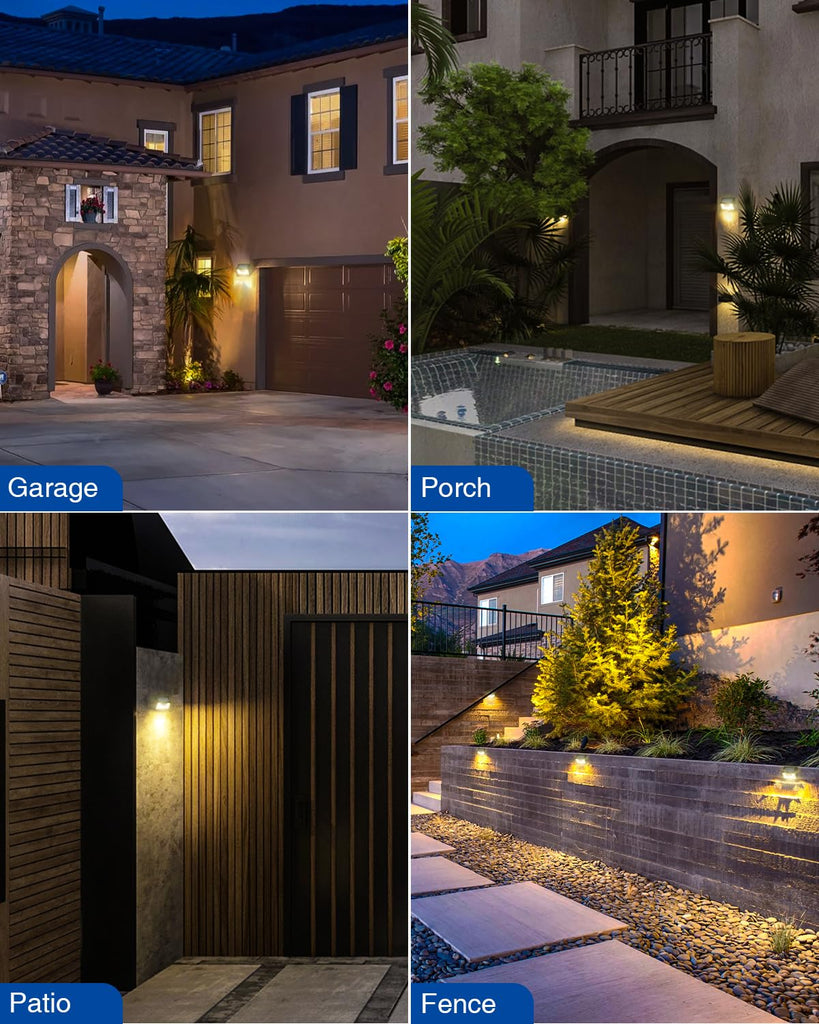Solar Lights Outdoor Waterproof [8 Pack/], Warm White Motion Sensor Light Ultra-Bright, 3 Modes Solar Fence