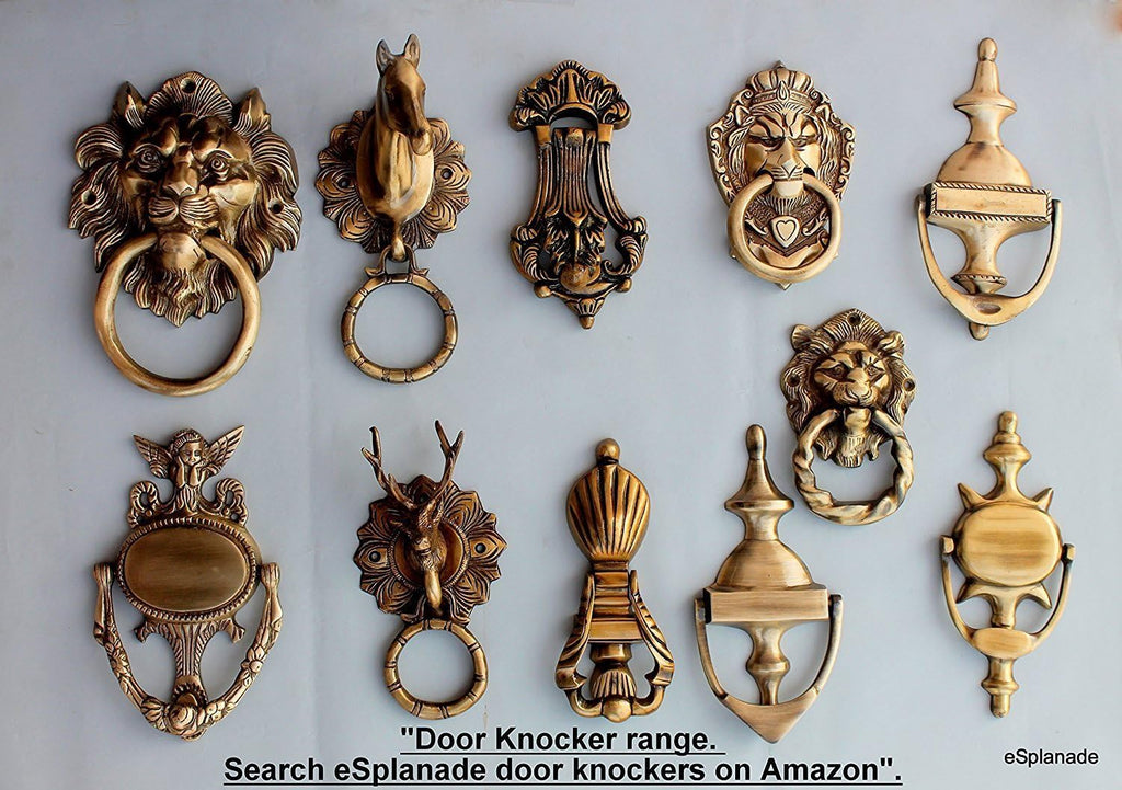 6.75" Inches Brass Lion Face Door Knocker - Door Decor | Home Decor