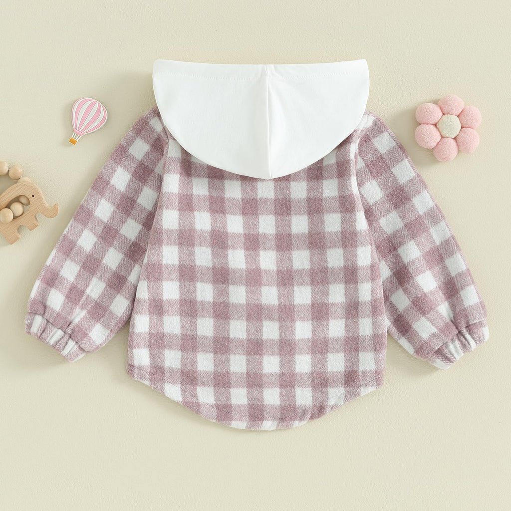 Toddler Baby Plaid Jacket Baby Boy GIrl Flannel Hoodies Zip Up Hooded Fall Winter Outerwear Coat