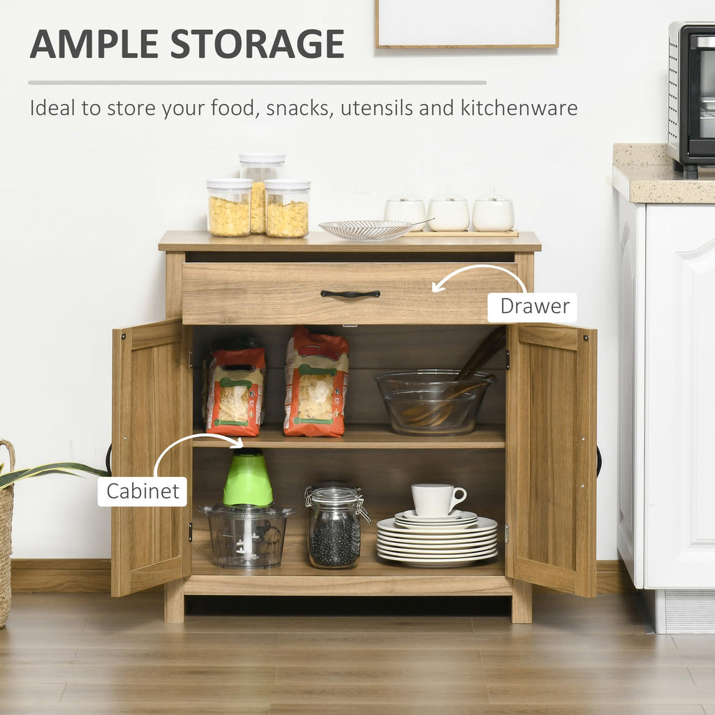Farmhouse Sideboard Buffet Cabinet Barn Door Natural Wood Effect