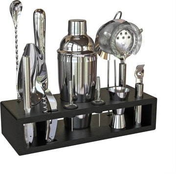 13-Piece Cobbler Cocktail Shaker Set Stainless Steel Mixology Bartender Kit With Stand Bar Cocktail Set | Laser