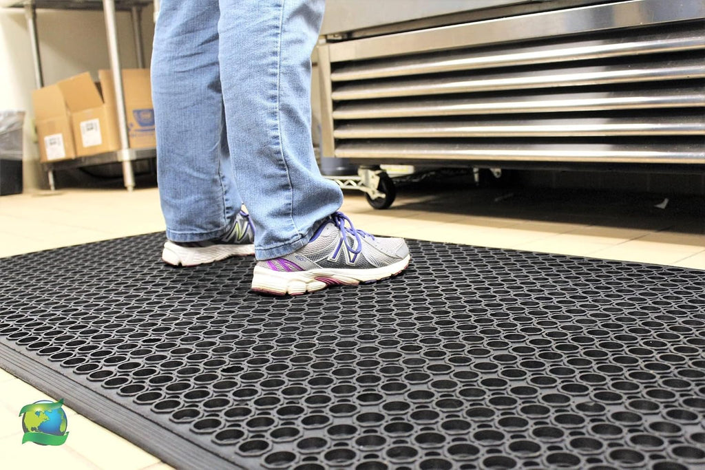 Anti Fatigue Mats Floor, Rubber Bar Mat, Non Slip Commercial Floor Mat with Drainage Holes, Indoor Outdoor Rubber Mat