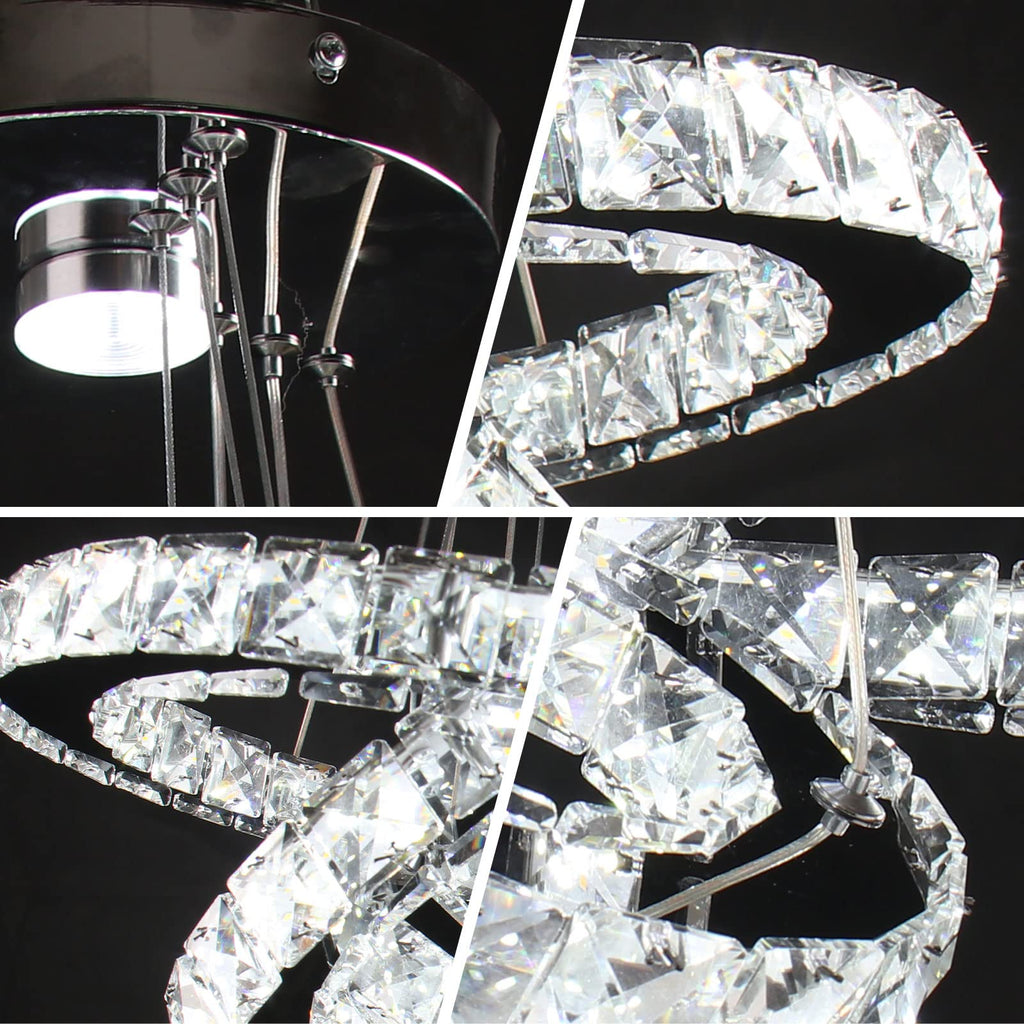 3-Ring Crystal Chandelier Adjustable 3CCT LED Pendant
