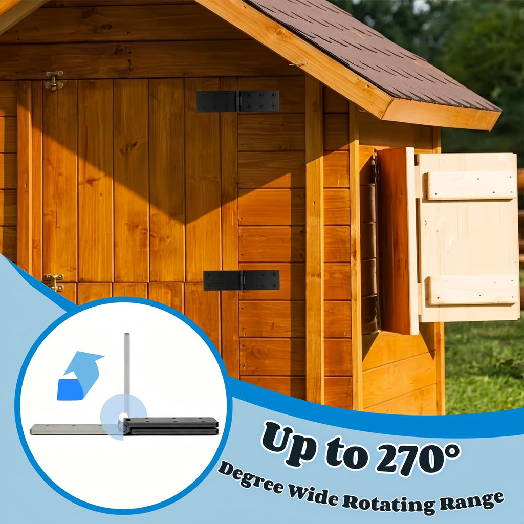 Heavy Duty Gate Hinges, Adjustable 270° Folding Barn Door Hinges