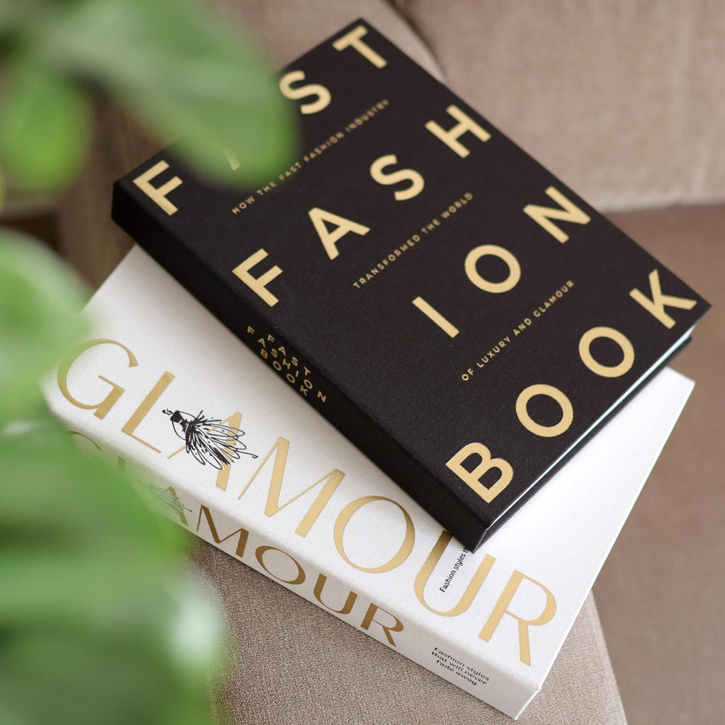 Decorative Books Decor - Black & Ivory Linen Faux Books for Decoration: Aesthetic Fake Book Shelf, Living Room