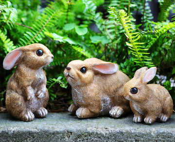 Bunny Decor Resin Easter Garden Statues Outdoor Indoor Home Yard - Set of 3